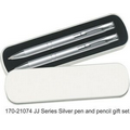 JJ Series Pen and Pencil Gift Set in Tin Gift Box - Silver
